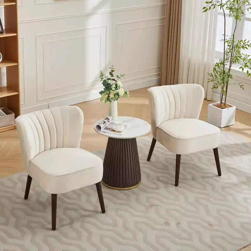 COZONY Fauteuil d'appoint moderne en velours, chaise rembourrée sans accoudoirs, dossier haut, pieds en bois robustes pour salon, chambre, bureau, coiffeuse