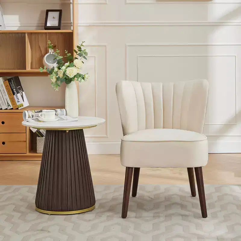 COZONY Fauteuil d'appoint moderne en velours, chaise rembourrée sans accoudoirs, dossier haut, pieds en bois robustes pour salon, chambre, bureau, coiffeuse