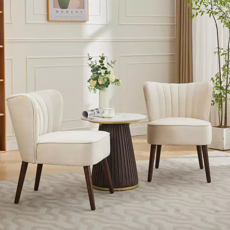 COZONY Fauteuil d'appoint moderne en velours, chaise rembourrée sans accoudoirs, dossier haut, pieds en bois robustes pour salon, chambre, bureau, coiffeuse