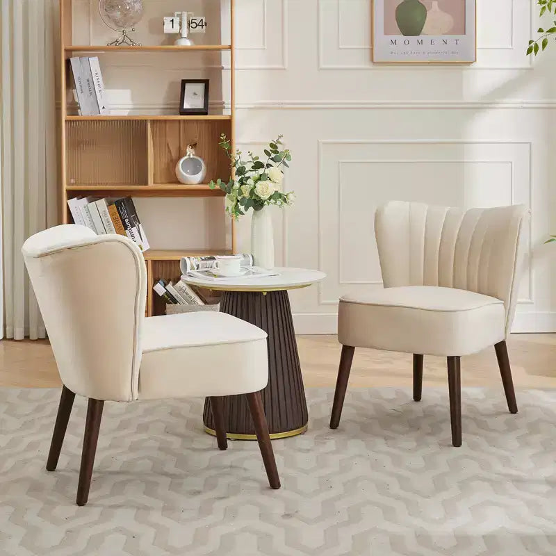 COZONY Fauteuil d'appoint moderne en velours, chaise rembourrée sans accoudoirs, dossier haut, pieds en bois robustes pour salon, chambre, bureau, coiffeuse