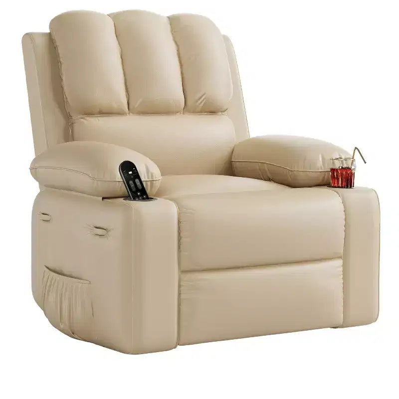 Fauteuil inclinable en cuir COZONY avec accoudoirs confortables et porte-gobelets pour salon