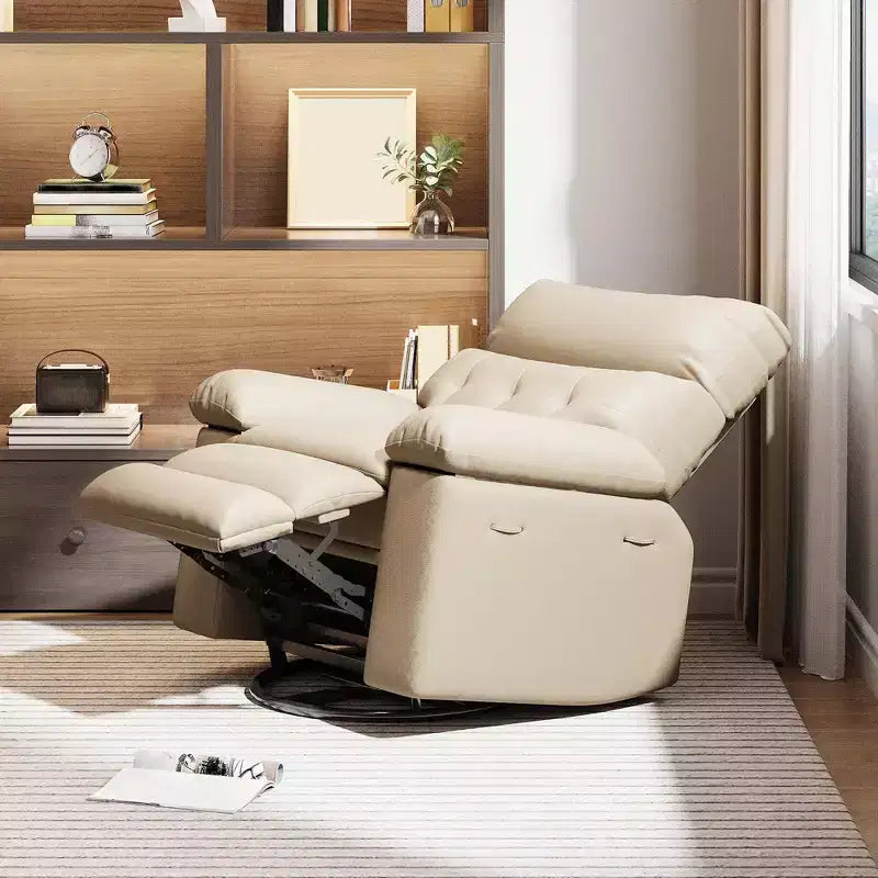 COZONY Oversized Recliner Chair, Manual Leather Recliner with Lumbar Support and Side Pocket for Living Room