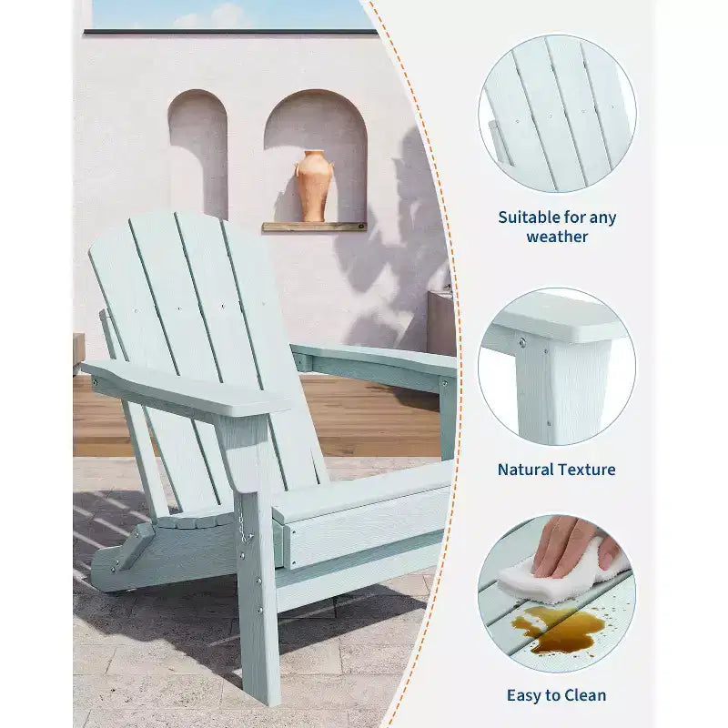 COZONY Adirondack Chair Outdoor, HDPE Heavy Duty 380lb Capacity, Weather Resistant No Assembly Required Foldable for Patio, Lawn, Garden