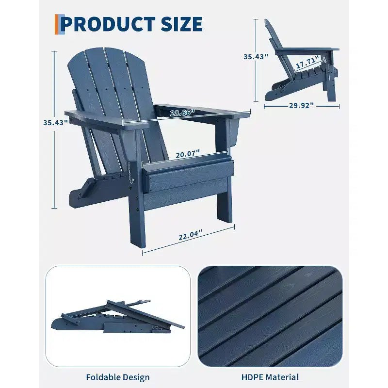COZONY Adirondack Chair Outdoor, HDPE Heavy Duty 380lb Capacity, Weather Resistant No Assembly Required Foldable for Patio, Lawn, Garden