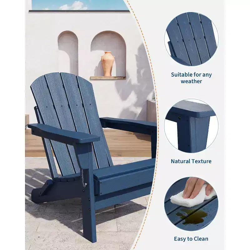 COZONY Adirondack Chair Outdoor, HDPE Heavy Duty 380lb Capacity, Weather Resistant No Assembly Required Foldable for Patio, Lawn, Garden