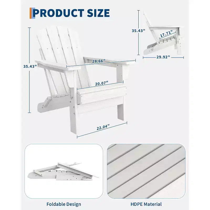 COZONY Adirondack Chair Outdoor, HDPE Heavy Duty 380lb Capacity, Weather Resistant No Assembly Required Foldable for Patio, Lawn, Garden
