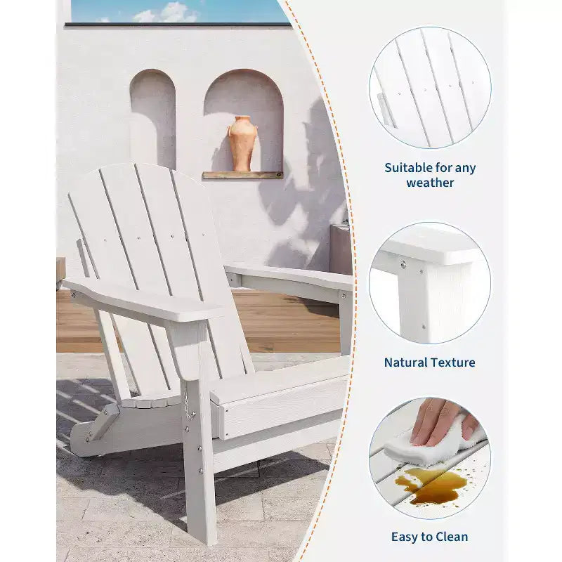 COZONY Adirondack Chair Outdoor, HDPE Heavy Duty 380lb Capacity, Weather Resistant No Assembly Required Foldable for Patio, Lawn, Garden
