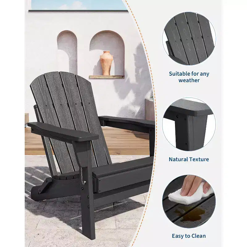 COZONY Adirondack Chair Outdoor, HDPE Heavy Duty 380lb Capacity, Weather Resistant No Assembly Required Foldable for Patio, Lawn, Garden