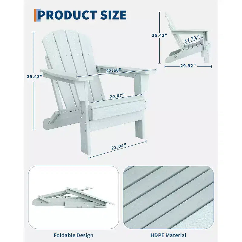 COZONY Adirondack Chair Outdoor, HDPE Heavy Duty 380lb Capacity, Weather Resistant No Assembly Required Foldable for Patio, Lawn, Garden