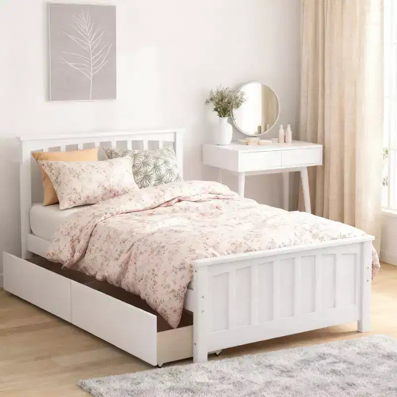 Lit plateforme deux places avec 2 tiroirs pour chambre et chambre d'amis