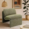 Royal Hampton Accent Chair, Curved Open Base, Armless Modern Green Boucle