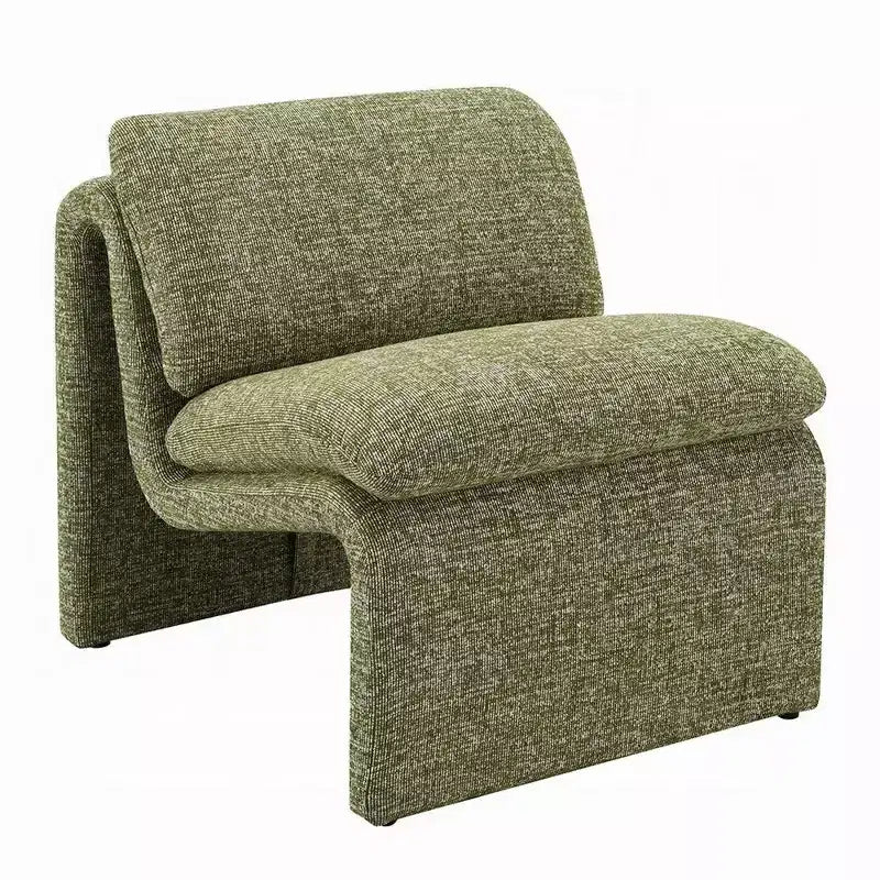 Fauteuil d'appoint Royal Hampton, Base ouverte incurvée, Sans accoudoirs, Tissu bouclé vert moderne