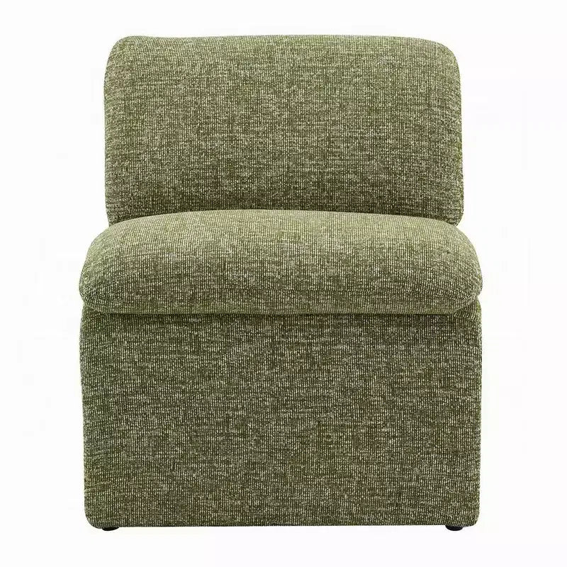 Fauteuil d'appoint Royal Hampton, Base ouverte incurvée, Sans accoudoirs, Tissu bouclé vert moderne