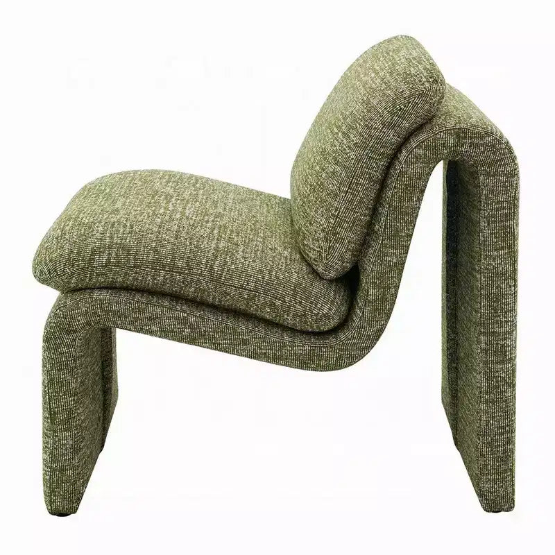 Fauteuil d'appoint Royal Hampton, Base ouverte incurvée, Sans accoudoirs, Tissu bouclé vert moderne