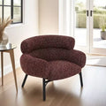 Royal Hampton Sofa Chair, Curved Back Maroon Red Tweed Fabric, Black Metal Legs