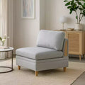 Royal Hampton 37 Inch Modular Armless Sofa Chair, Light Gray Dorris Fabric, Wood