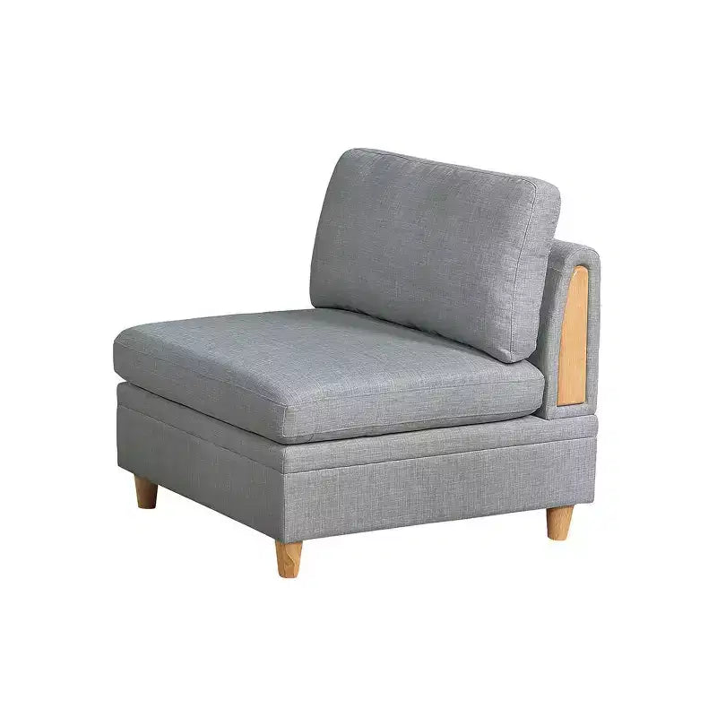 Fauteuil de canapé modulable sans accoudoirs Royal Hampton 37 pouces, tissu Dorris gris clair, bois