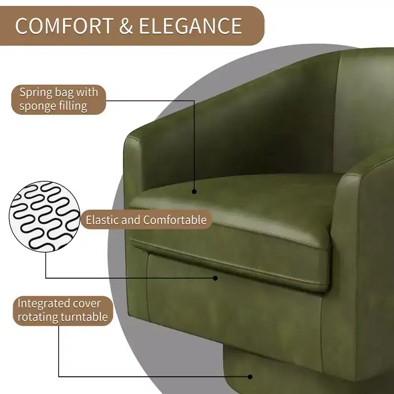 Dyonery Swivel Accent Chair Set of 1-Comfy Living Room Armchair No-Sag Foam,Swivel Accent Single Sofa for Bedroom Living Room,Office