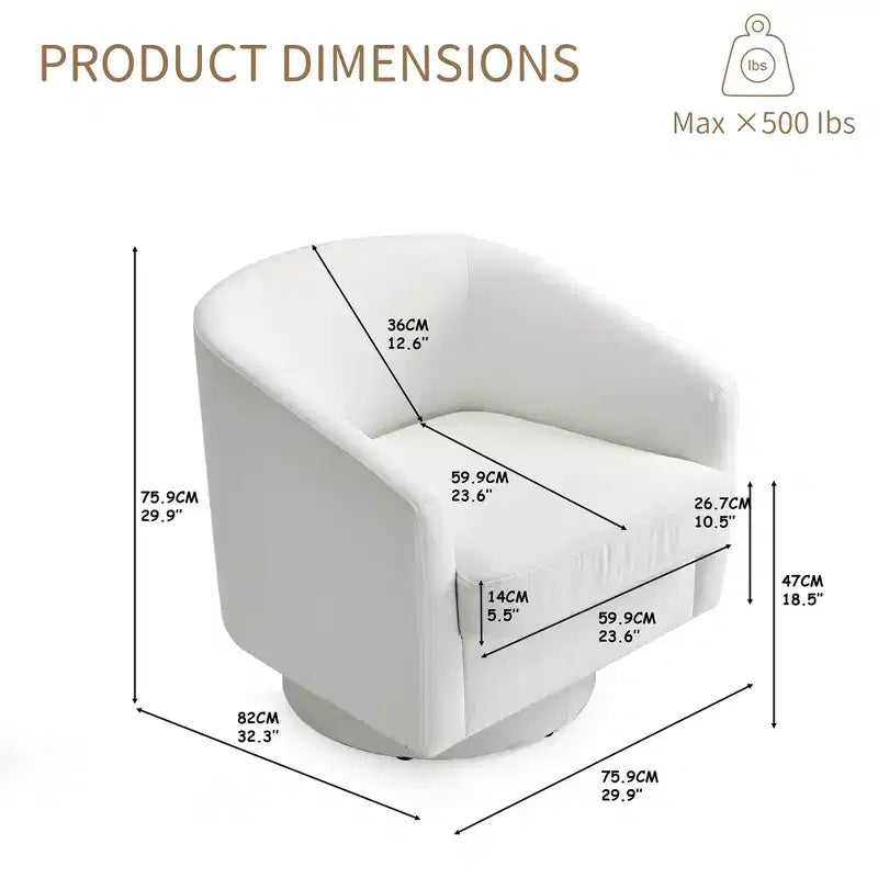 Dyonery Swivel Accent Chair Set of 1-Comfy Living Room Armchair No-Sag Foam,Swivel Accent Single Sofa for Bedroom Living Room,Office
