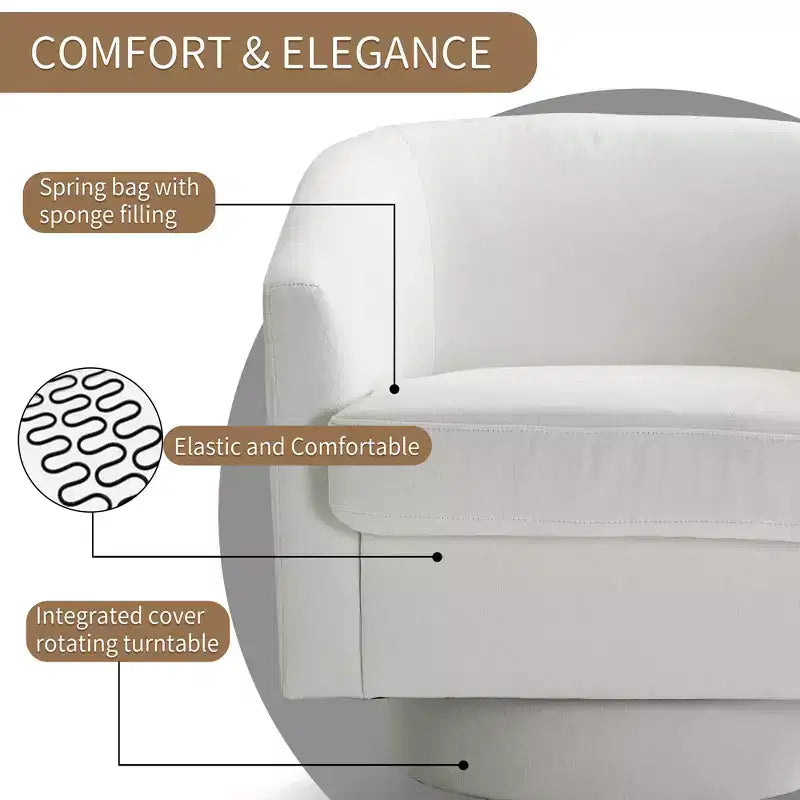Dyonery Swivel Accent Chair Set of 1-Comfy Living Room Armchair No-Sag Foam,Swivel Accent Single Sofa for Bedroom Living Room,Office