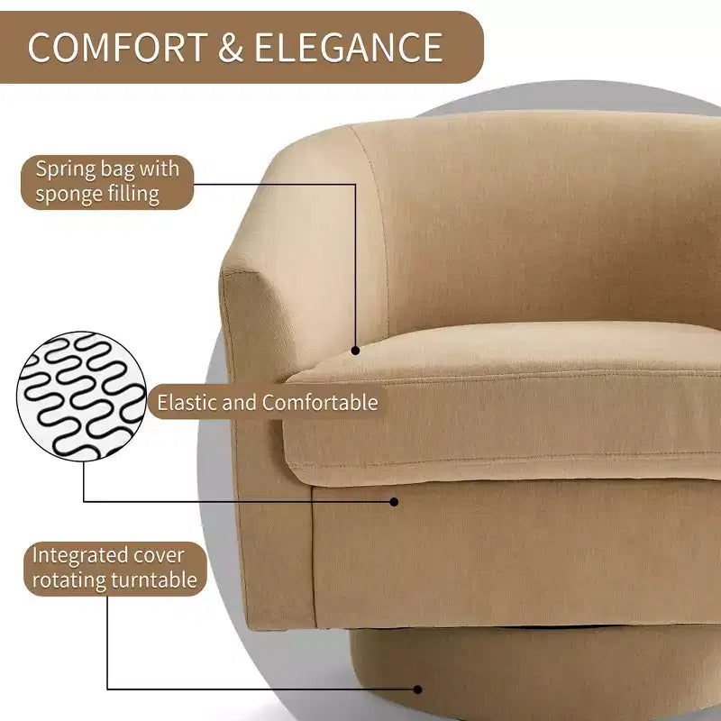 Dyonery Swivel Accent Chair Set of 1-Comfy Living Room Armchair No-Sag Foam,Swivel Accent Single Sofa for Bedroom Living Room,Office