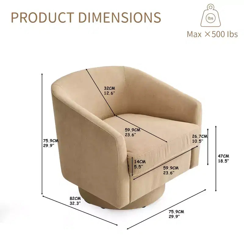 Dyonery Swivel Accent Chair Set of 1-Comfy Living Room Armchair No-Sag Foam,Swivel Accent Single Sofa for Bedroom Living Room,Office