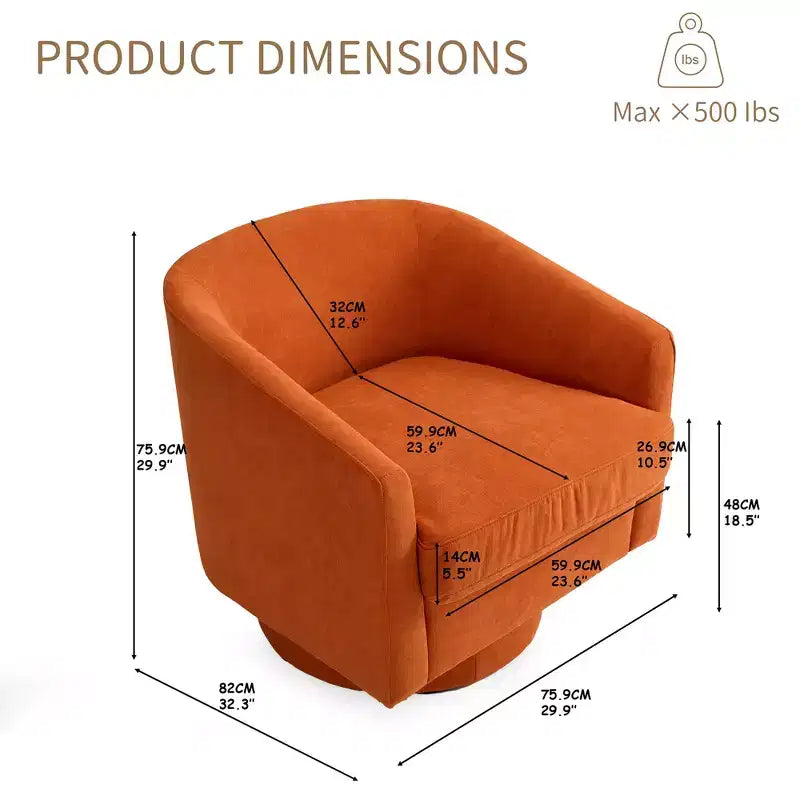 Dyonery Swivel Accent Chair Set of 1-Comfy Living Room Armchair No-Sag Foam,Swivel Accent Single Sofa for Bedroom Living Room,Office