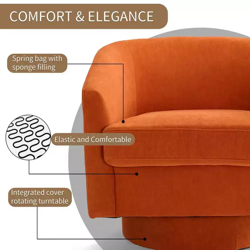 Dyonery Swivel Accent Chair Set of 1-Comfy Living Room Armchair No-Sag Foam,Swivel Accent Single Sofa for Bedroom Living Room,Office