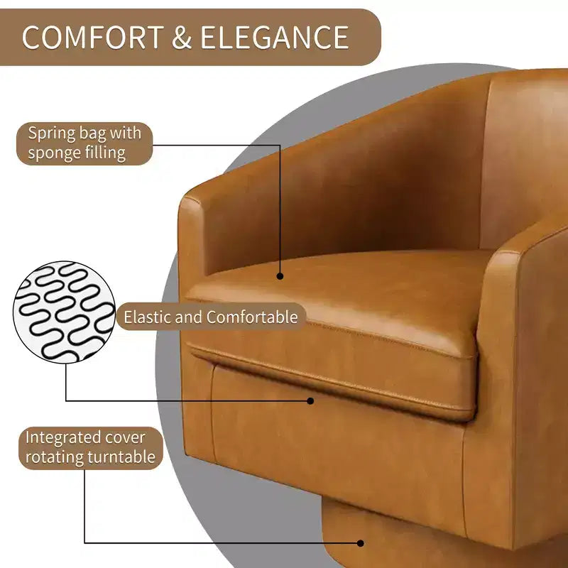 Dyonery Swivel Accent Chair Set of 1-Comfy Living Room Armchair No-Sag Foam,Swivel Accent Single Sofa for Bedroom Living Room,Office