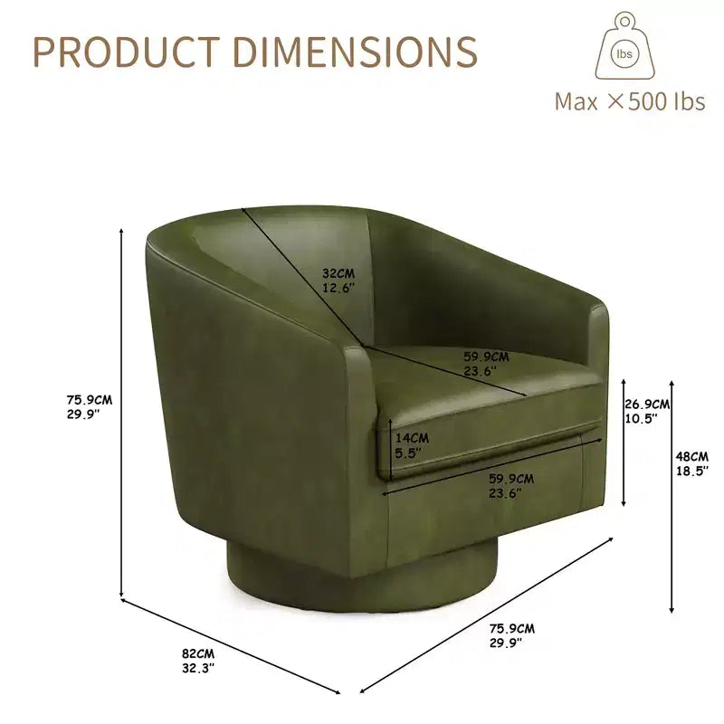 Dyonery Swivel Accent Chair Set of 1-Comfy Living Room Armchair No-Sag Foam,Swivel Accent Single Sofa for Bedroom Living Room,Office