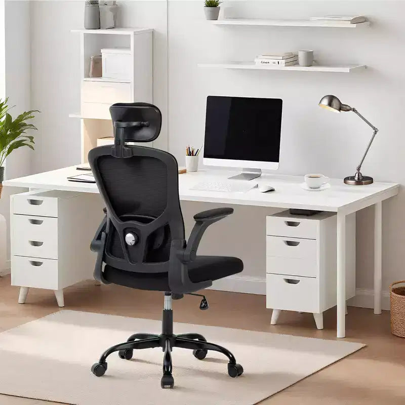 Office Computer Chair with Headrest, Mesh Home Office Chair with Adjustable Back Support & Armrest, High Back Ergonomic Rolling Work Chair for Study