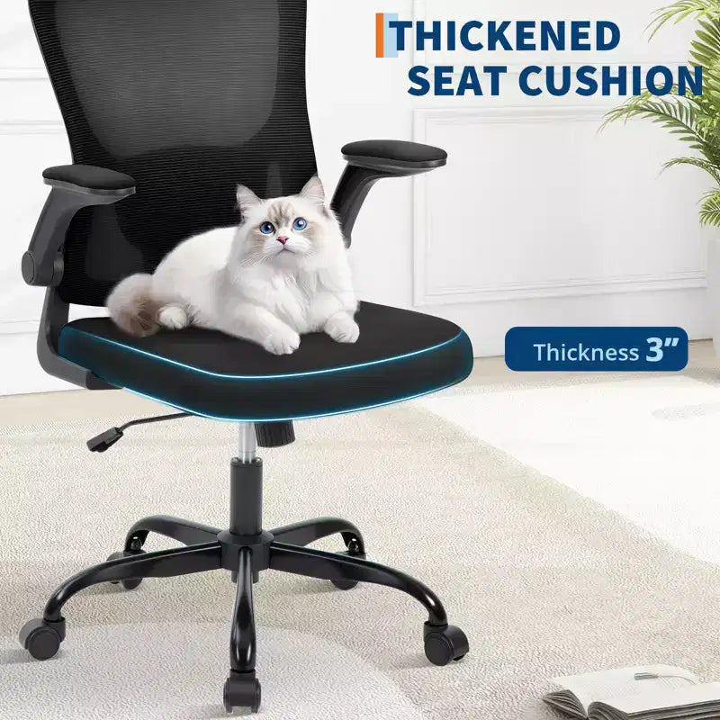Fauteuil de bureau avec appui-tête, Chaise de bureau en maille avec soutien dorsal et accoudoirs réglables, Chaise de travail ergonomique à dossier haut et roulettes pour l'étude