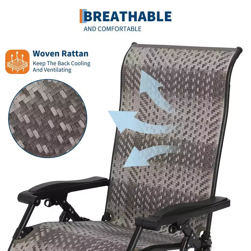 1 chaise longue pliante inclinable en rotin pour patio, réglable et portable, cadre en tube de fer