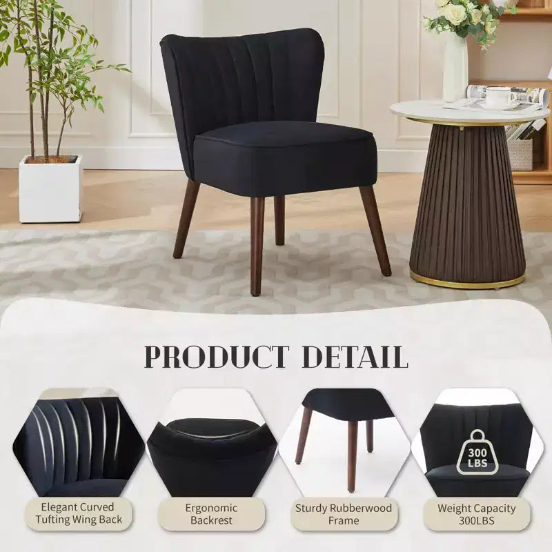 Modern Accent Chair, Mid-Century Modern Style, Wooden Legs, Comfy Single Sofa Side Chair, 300lbs Capacity, for Bedroom, Office, Reading Nook