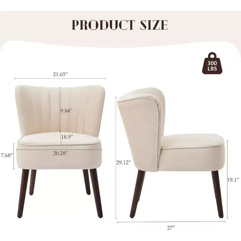 Modern Accent Chair, Mid-Century Modern Style, Wooden Legs, Comfy Single Sofa Side Chair, 300lbs Capacity, for Bedroom, Office, Reading Nook