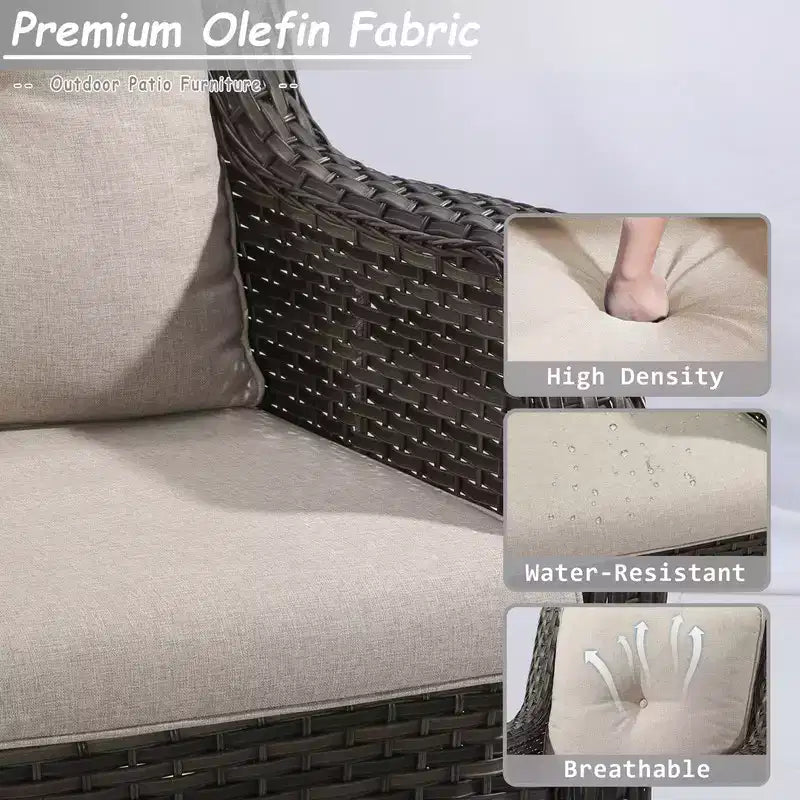 Ensemble de meubles de patio extérieur en osier 4 pièces UPTIOT