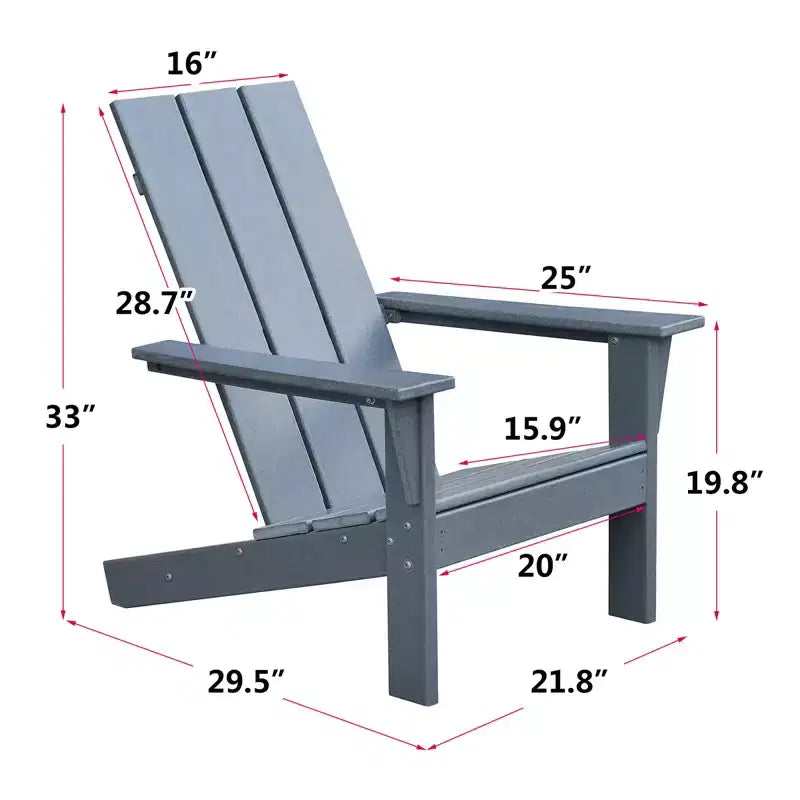 Chaise longue Adirondack d'extérieur, chaise de foyer tout temps en PEHD, chaise de jardin, de terrasse, de balcon et de pelouse d'extérieur