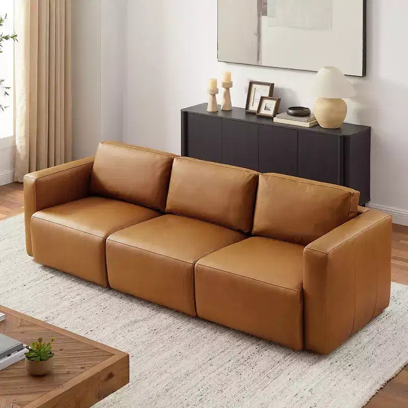Canapé 3 places en cuir véritable de luxe