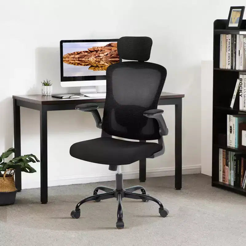 Ergonomic Office Chair, Swivel Rolling Computer Desk Chair, Adjustable Headrest & Lumbar Support, Rolling Mesh Chair, Flip-Up Armrest
