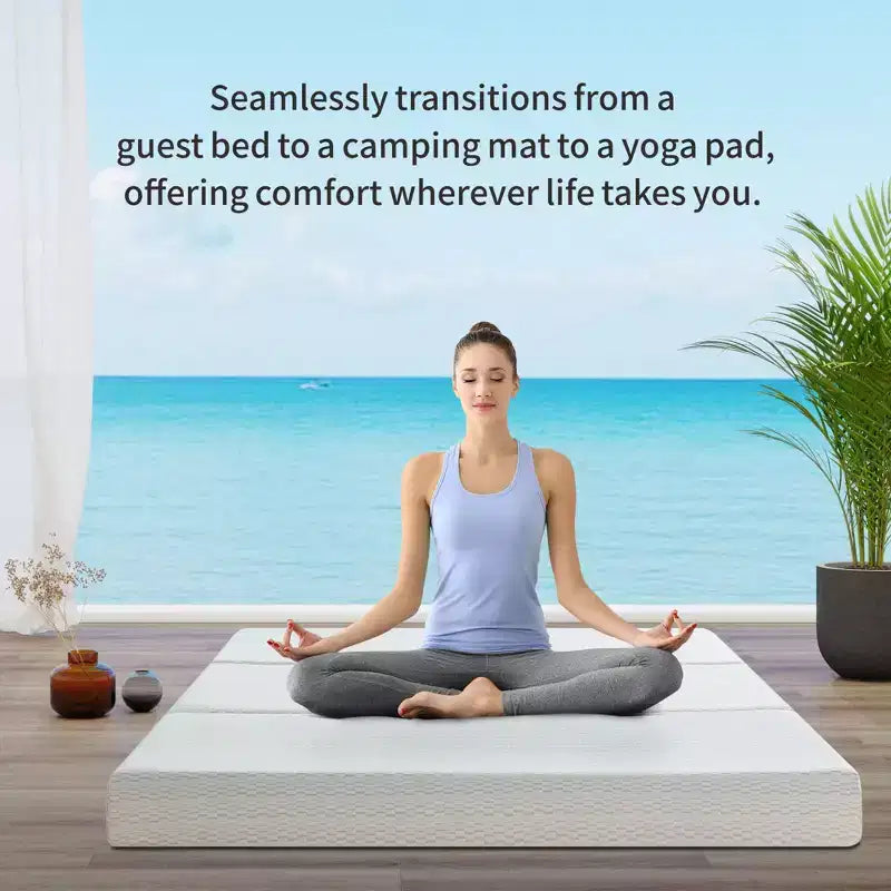 Matelas Pliant en Trois 6 Pouces, Matelas Pliant en Mousse à Mémoire, Housse Lavable, Base Antidérapante et Sac de Rangement pour Lit d'Appoint peu Encombrant, Animaux de Compagnie