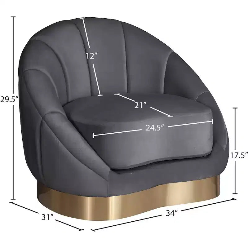 Meridian Furniture, Chaise Shelly en velours gris