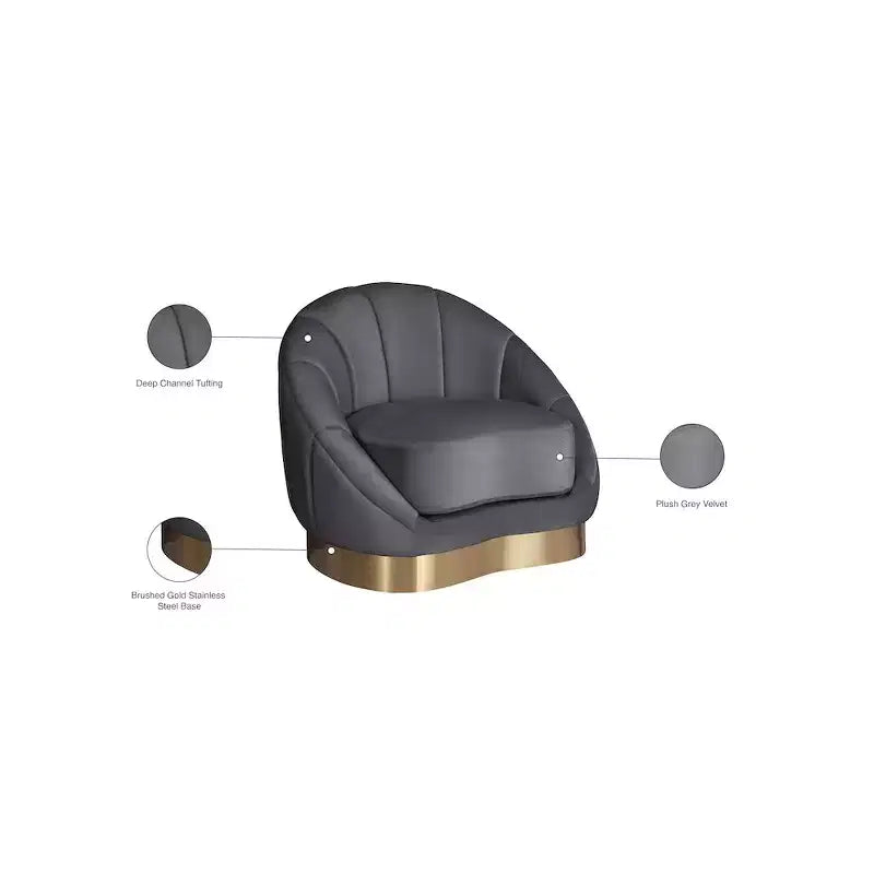 Meridian Furniture, Chaise Shelly en velours gris