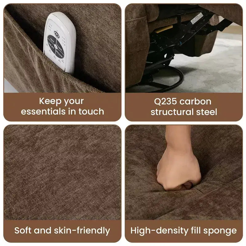 Fauteuil inclinable, fauteuil inclinable à bascule pivotant à 360° pour adultes avec massage et chaleur, fauteuils à bascule électriques