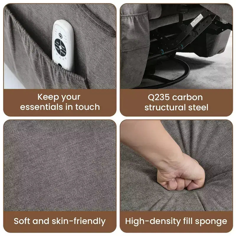 Fauteuil inclinable, fauteuil inclinable à bascule pivotant à 360° pour adultes avec massage et chaleur, fauteuils à bascule électriques