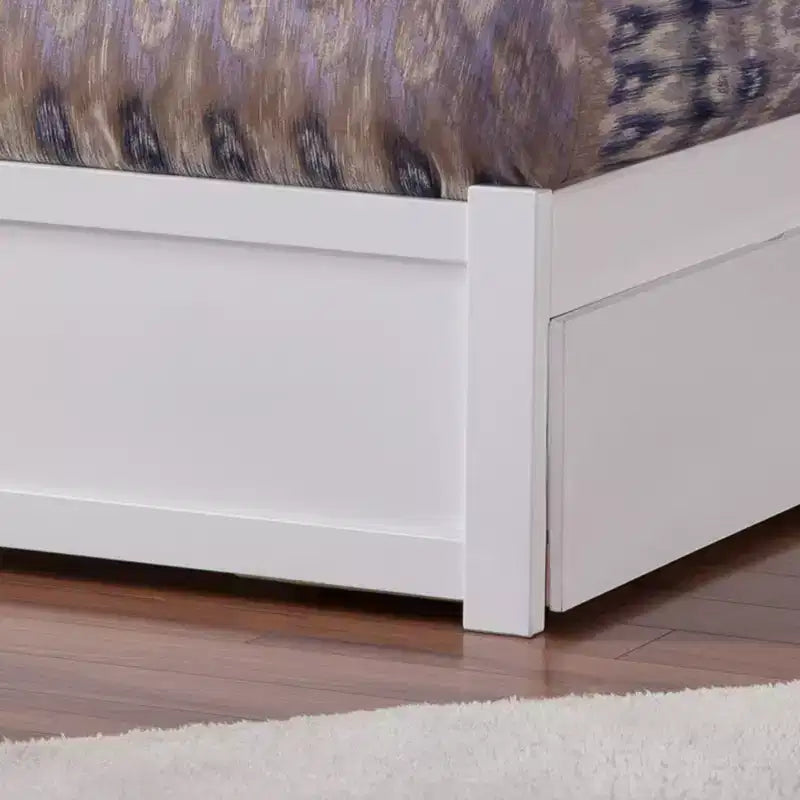 Tête de lit autoportante blanche pleine grandeur de 44,29 po de hauteur avec plateforme de matelas