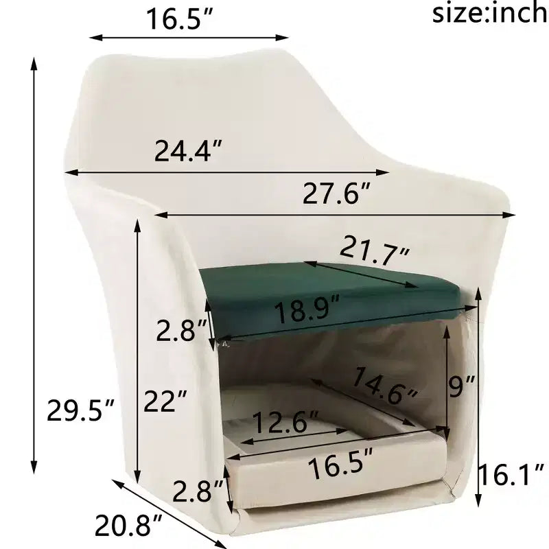 Fauteuil Bestier avec espace adapté aux animaux, canapé-fauteuil moderne 2-en-1, fauteuil club rembourré avec base amovible pour salon ou bureau