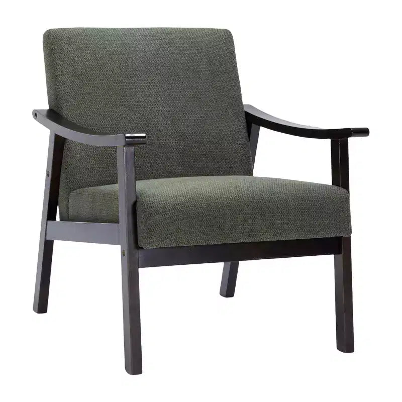 Homy Casa Modern Upholstered Accent Chair with Curved Wood Arms for Living Room or Bedroom