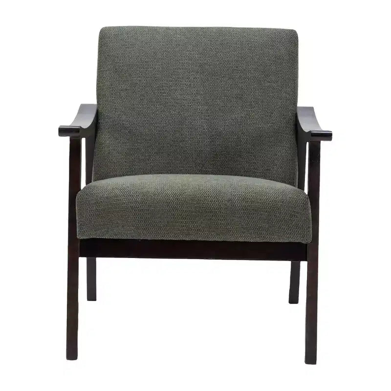 Homy Casa Modern Upholstered Accent Chair with Curved Wood Arms for Living Room or Bedroom