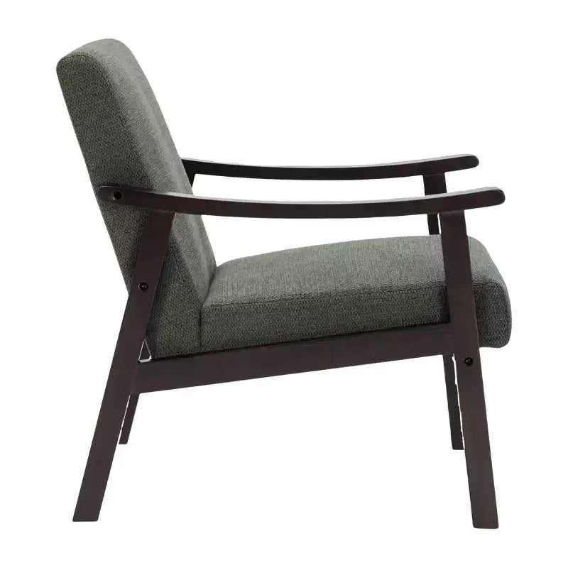Homy Casa Modern Upholstered Accent Chair with Curved Wood Arms for Living Room or Bedroom