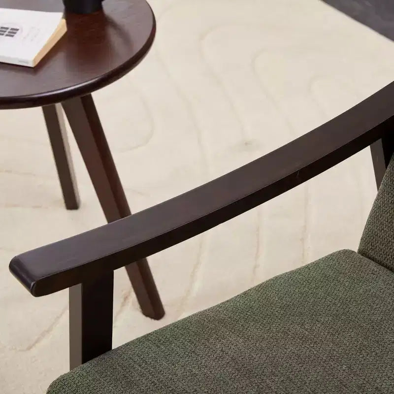 Homy Casa Modern Upholstered Accent Chair with Curved Wood Arms for Living Room or Bedroom